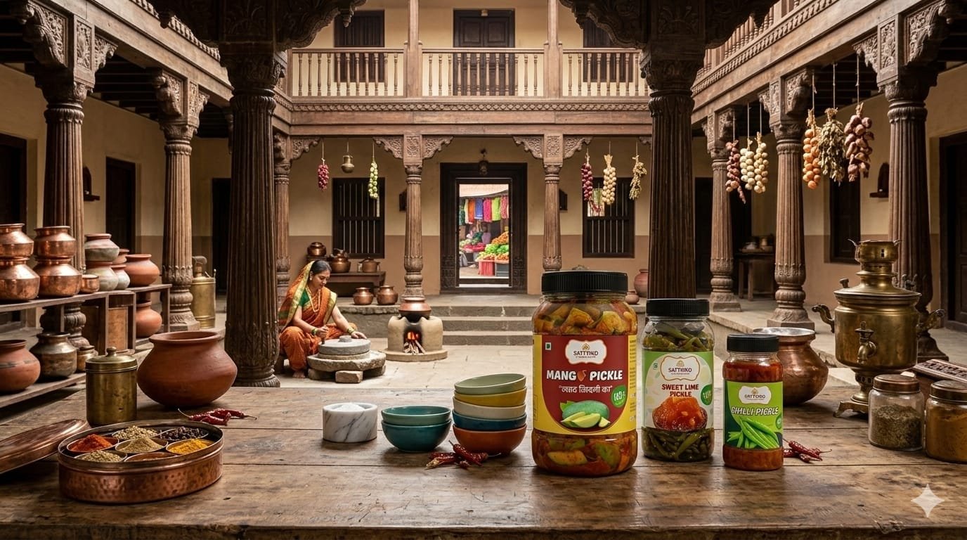 Traditional courtyard kitchen where Sattviko pickles are made